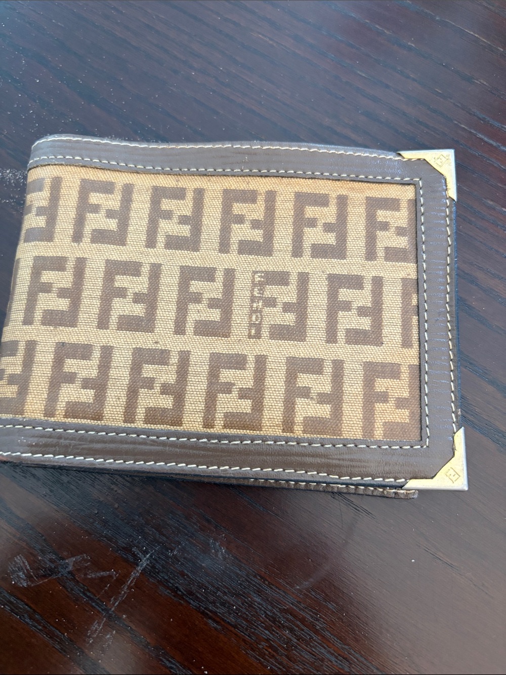 FENDI Brown Monogram Canvas Wallet - Slim Bi-Fold